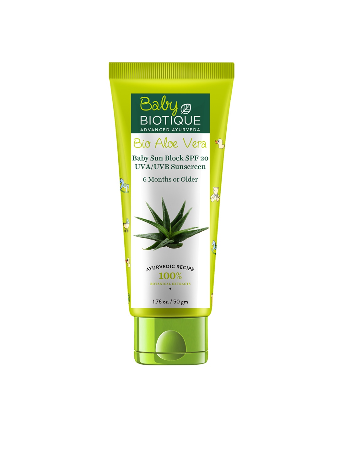 

Biotique Bio Aloe Vera SPF 20 UVA/UVB Baby Sun Block - 50 g, Green