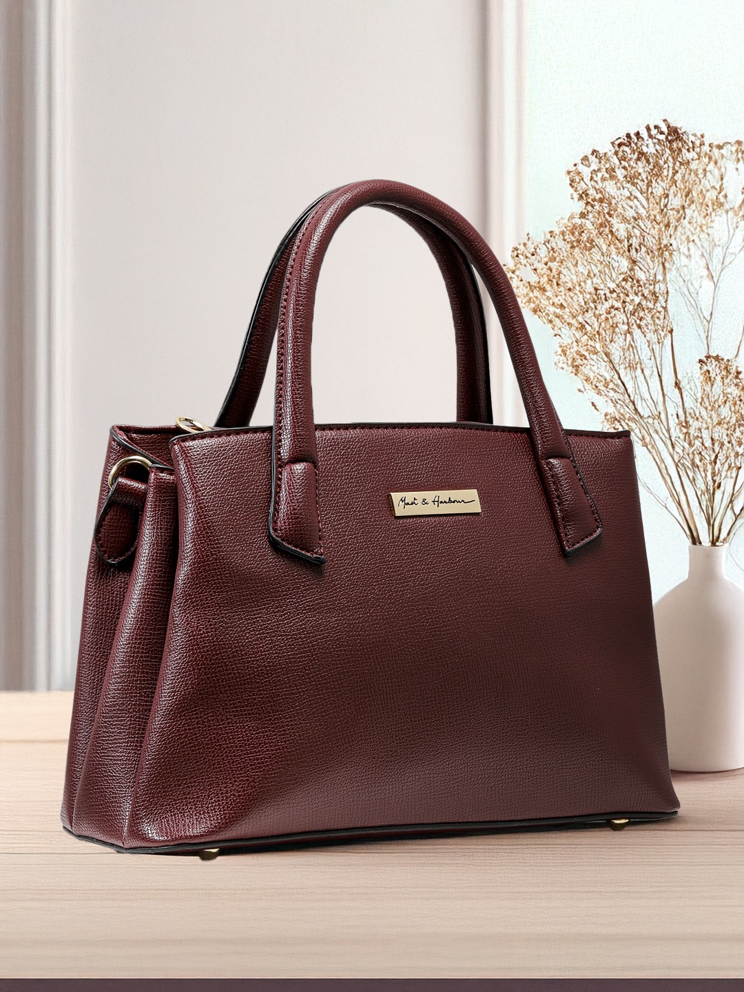 

Mast & Harbour Burgundy Solid Handheld Bag