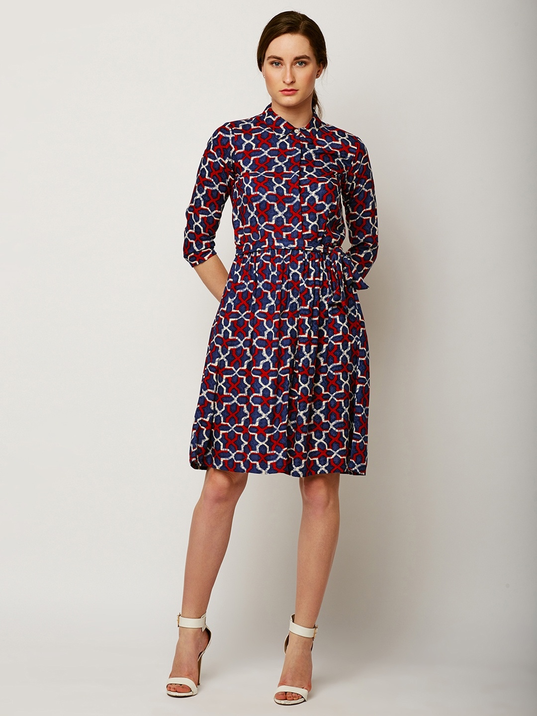 

Miss Chase Women Blue Printed Shirt Dress