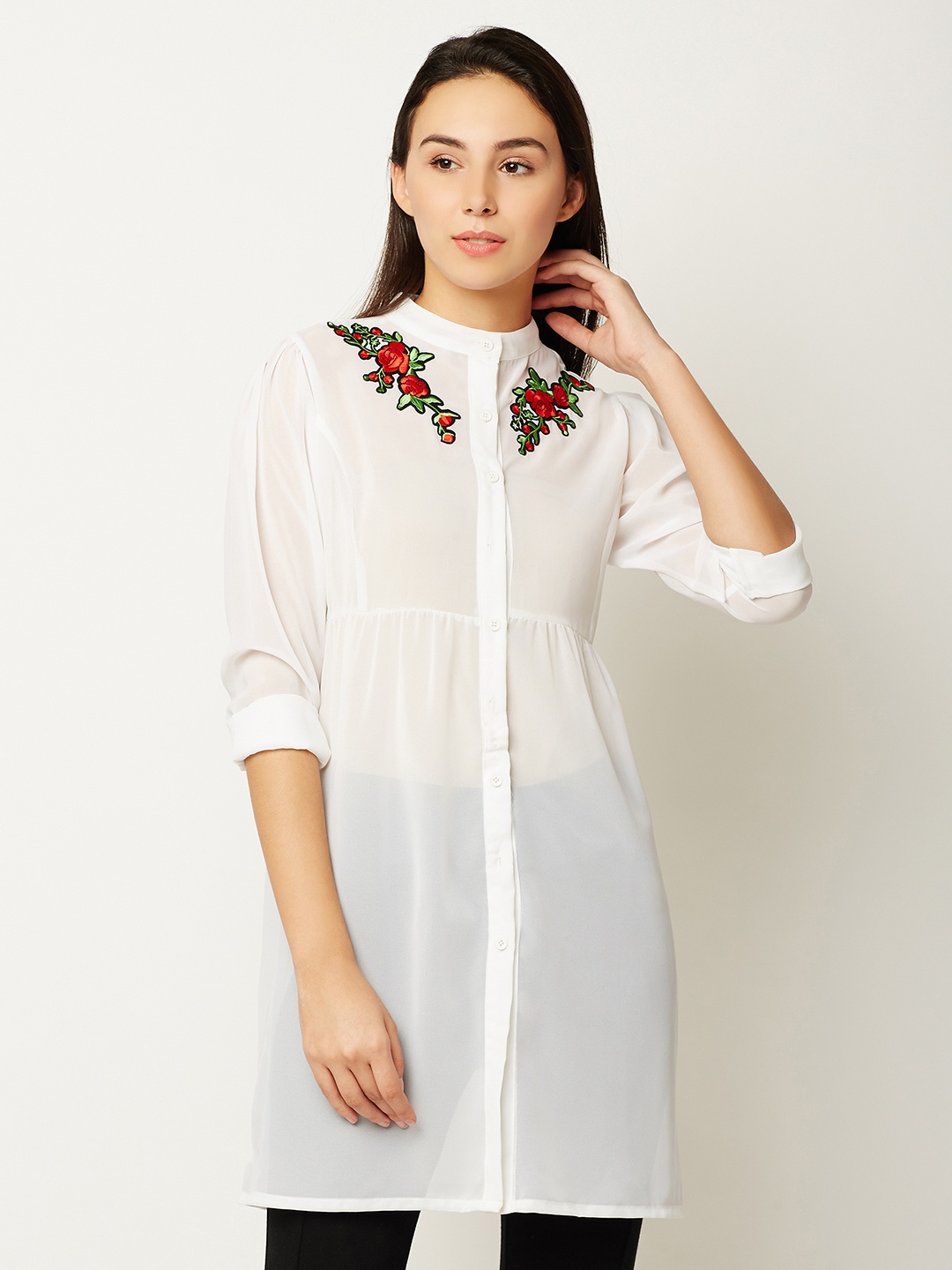 

Miss Chase Women White Embroidered Kurti