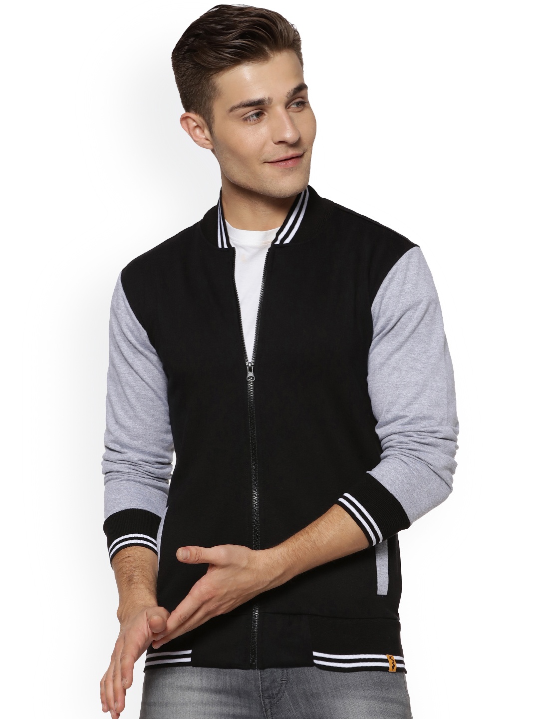 

Campus Sutra Men Black Colourblocked Bomber