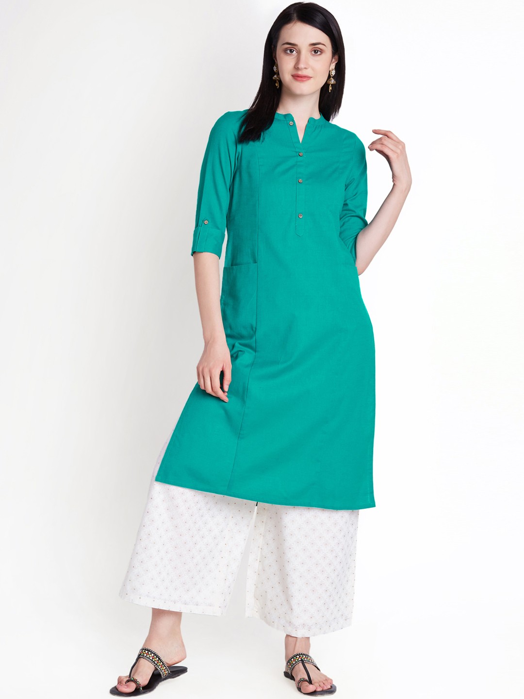 

RANGMANCH BY PANTALOONS Women Blue Solid Straight Kurta