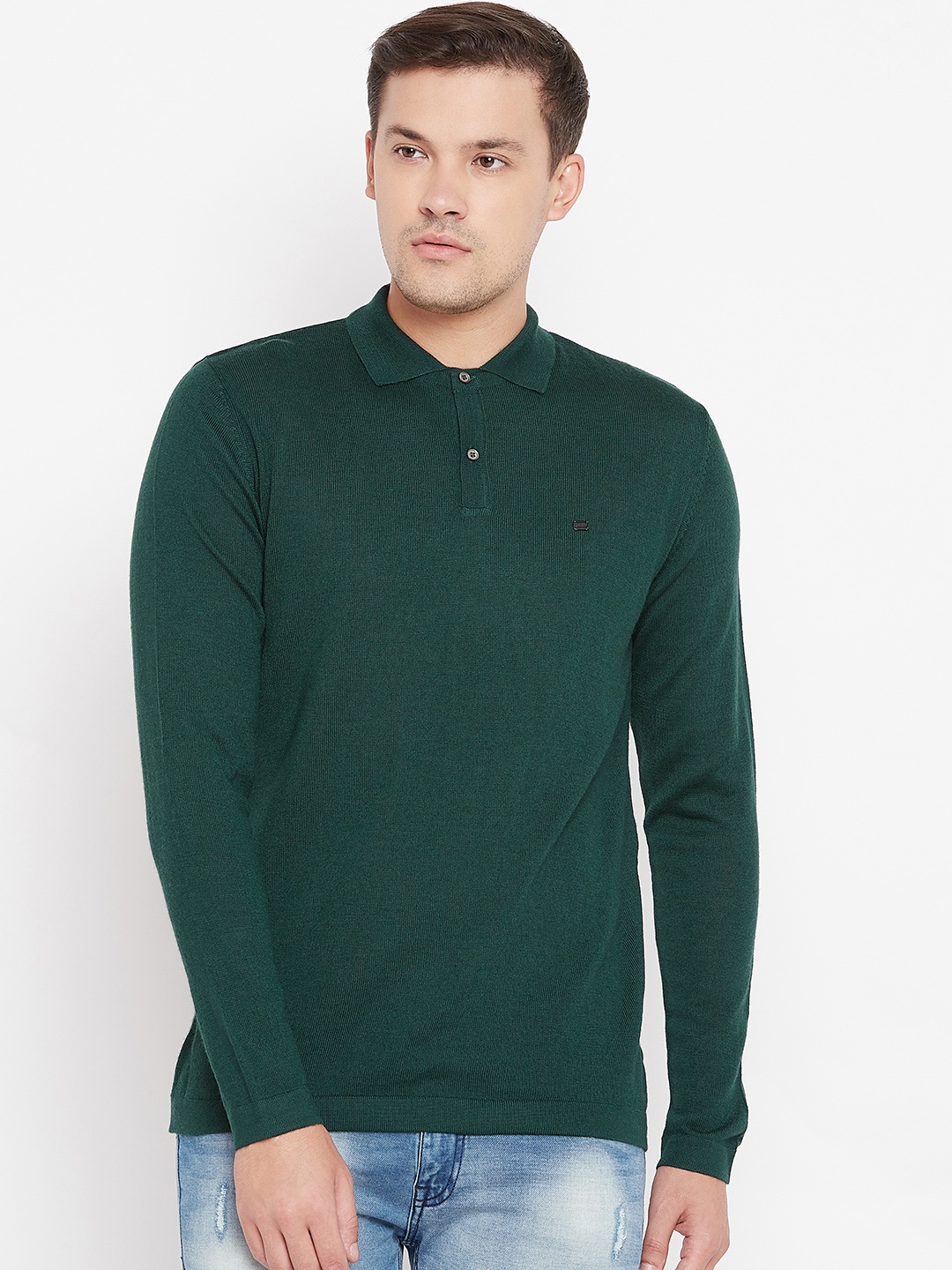 

Blackberrys Men Green Solid Pullover