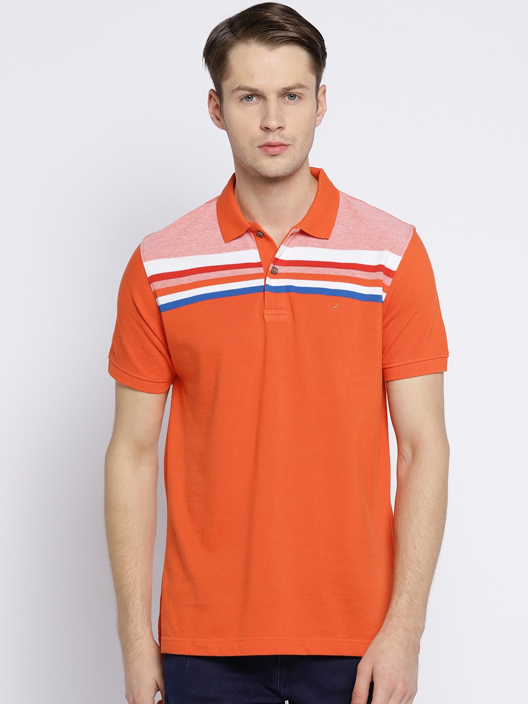 

Blackberrys Men Orange Solid Polo Collar Pure Cotton T-shirt