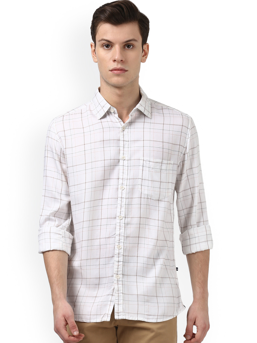 

Parx Men White Slim Fit Checked Casual Shirt