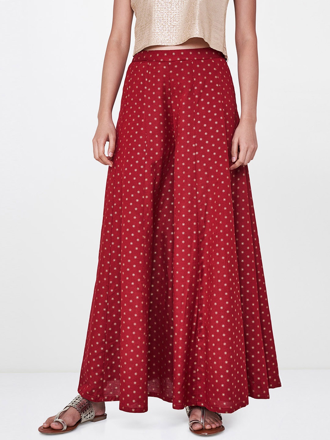

Global Desi Women Maroon Wide Leg Printed Palazzos