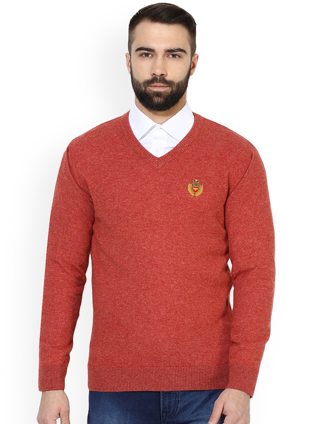 

Red Tape Men Red Solid Woolen Pullover