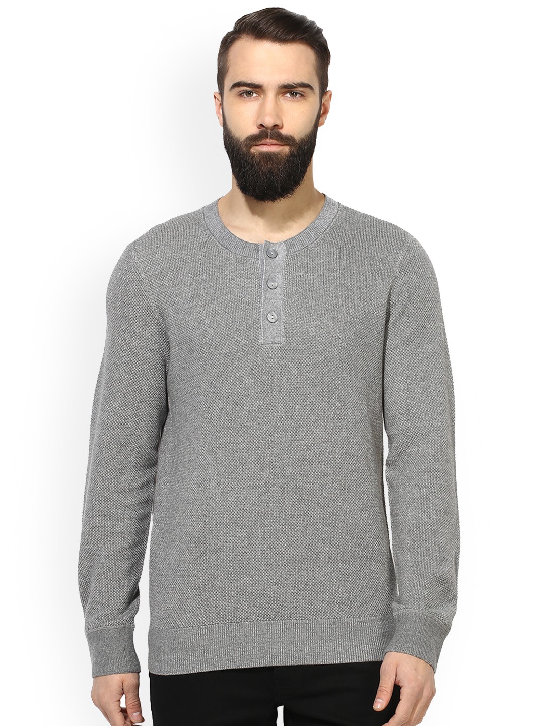 

Red Tape Men Grey Melange Solid Pullover