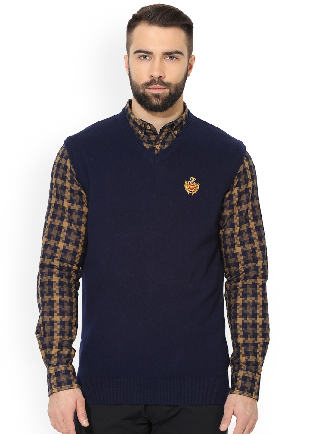 

Red Tape Men Navy Blue Solid Sweater Vest