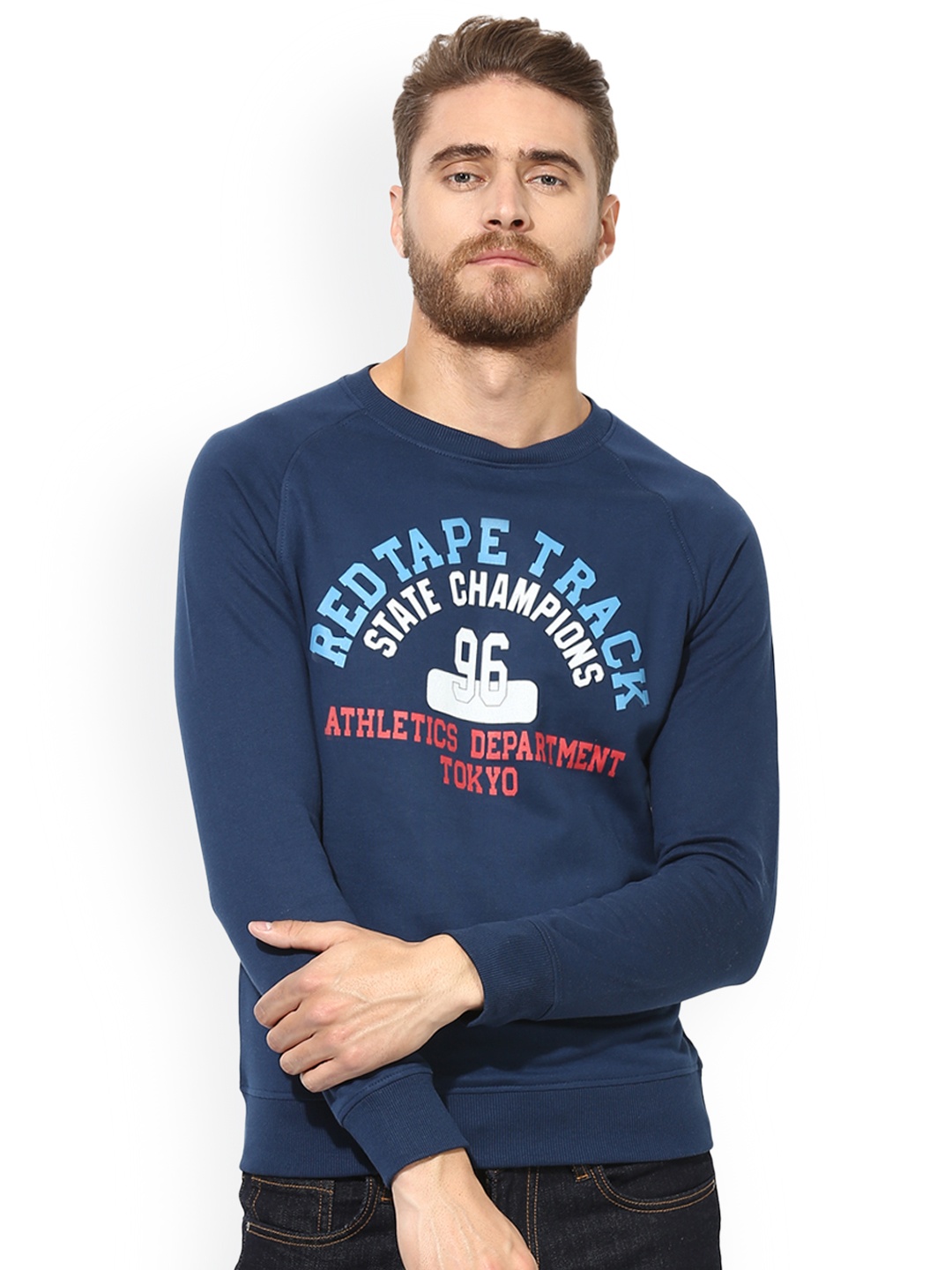 

Red Tape Men Blue & Red Printed Sweatshirt