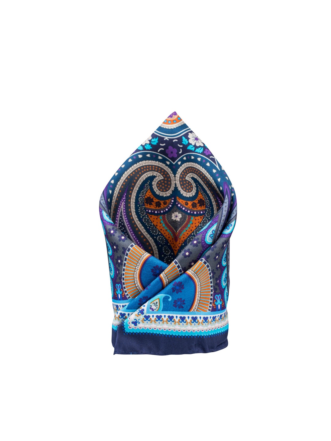 

The Tie Hub Men Blue & Orange Printed Pocket Square