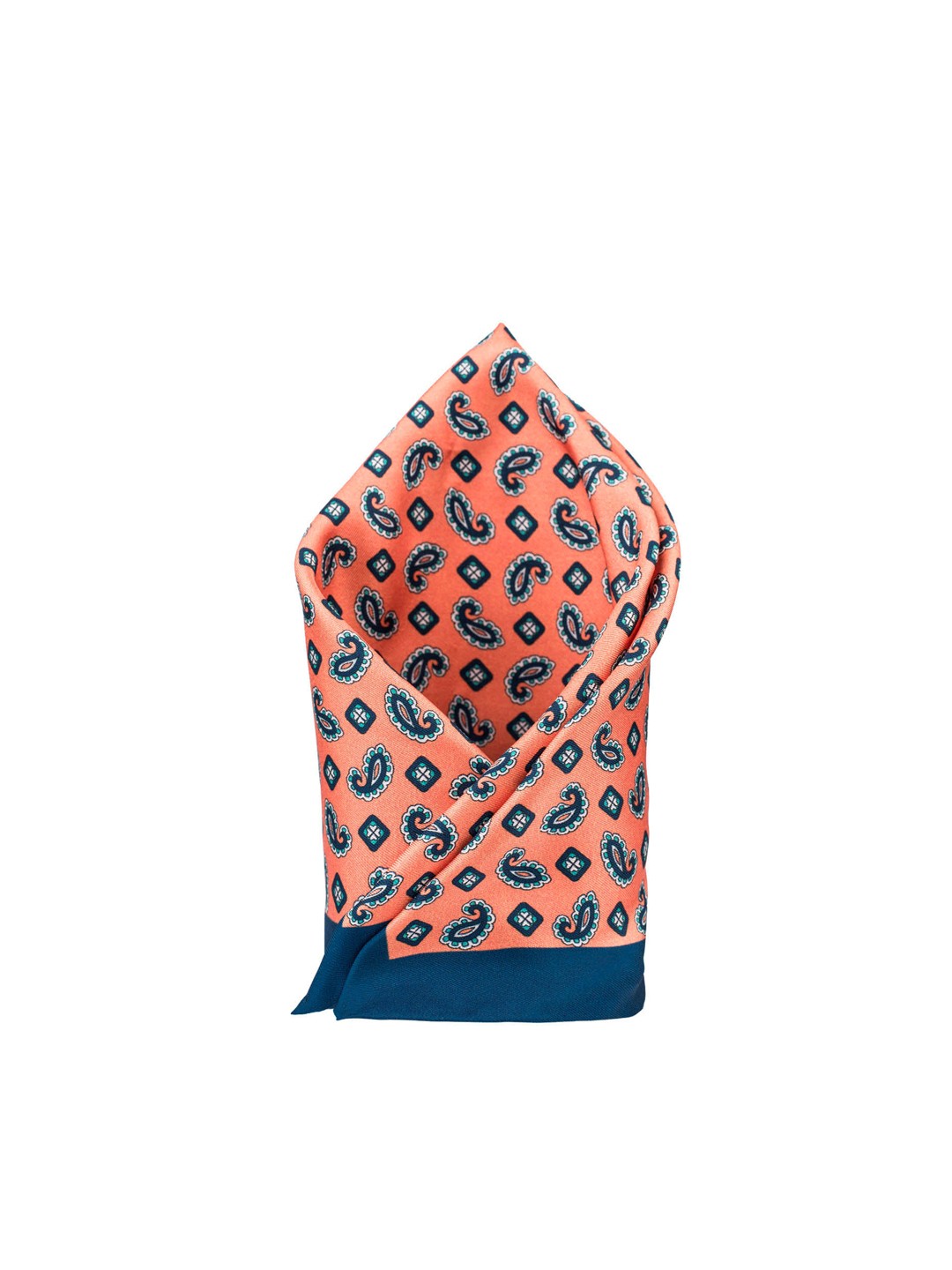 

The Tie Hub Men Orange & Navy Blue Printed Pocket Square