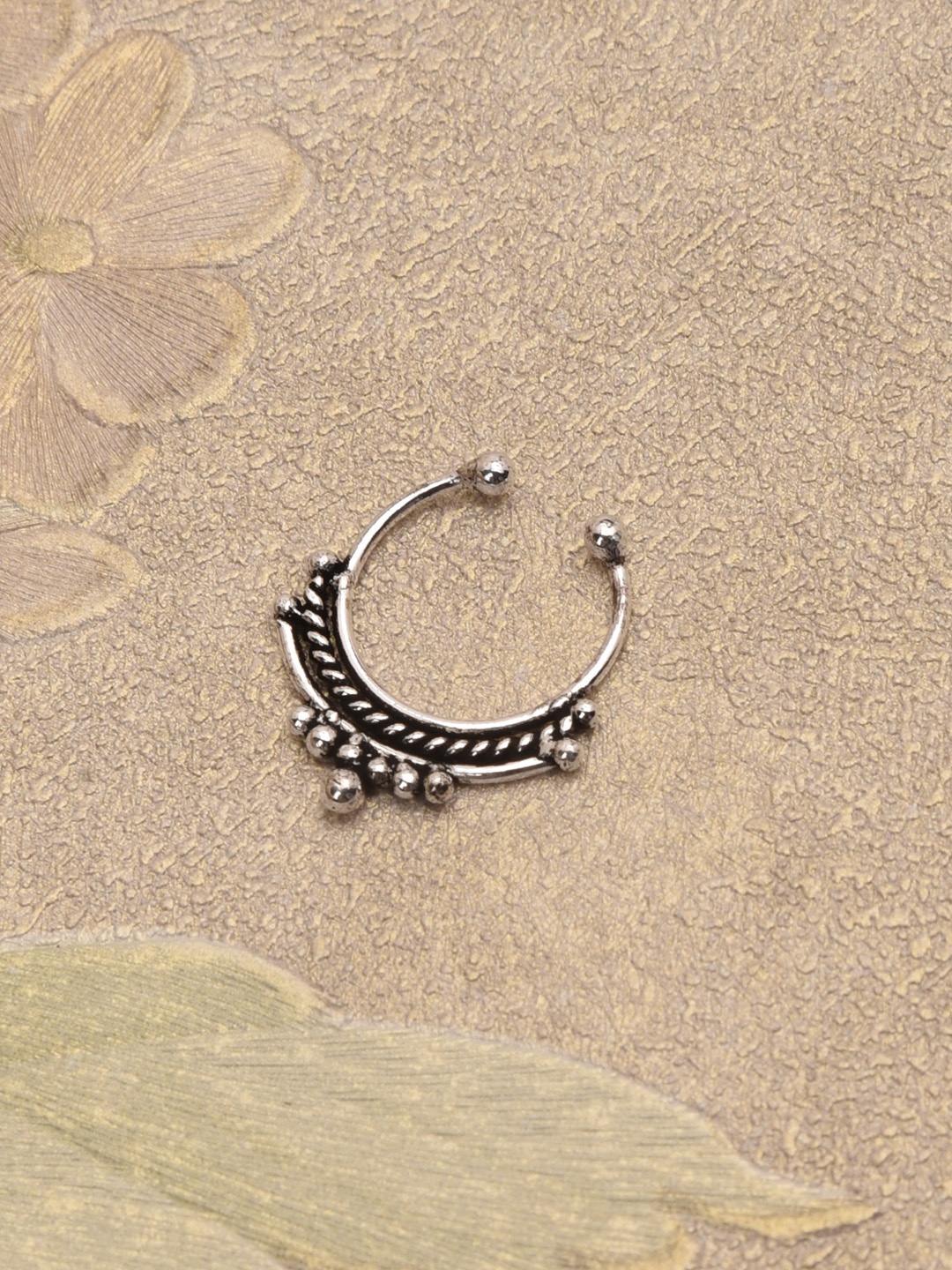 

FIROZA Oxidised German Silver-Toned Tribal Clip-On Septum Nose Ring