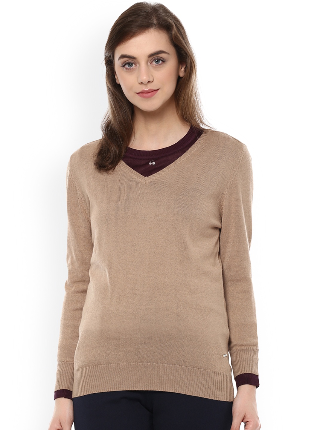 

Allen Solly Woman Brown Solid Sweater