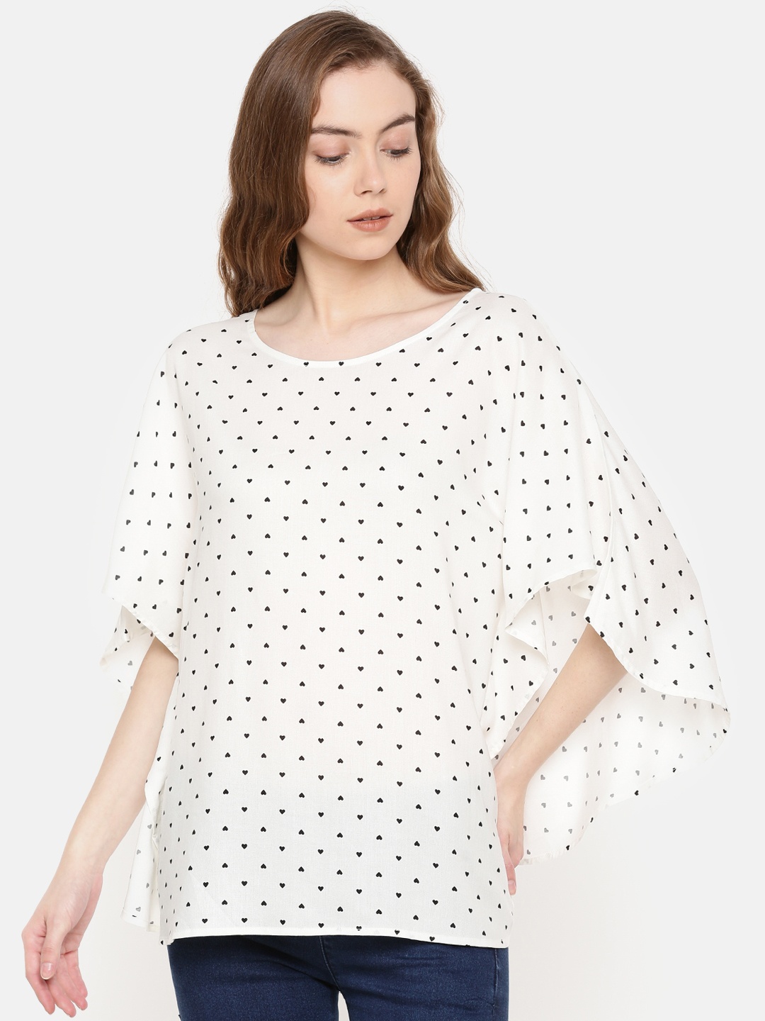 

IDK Women White & Black Printed Kaftan Top