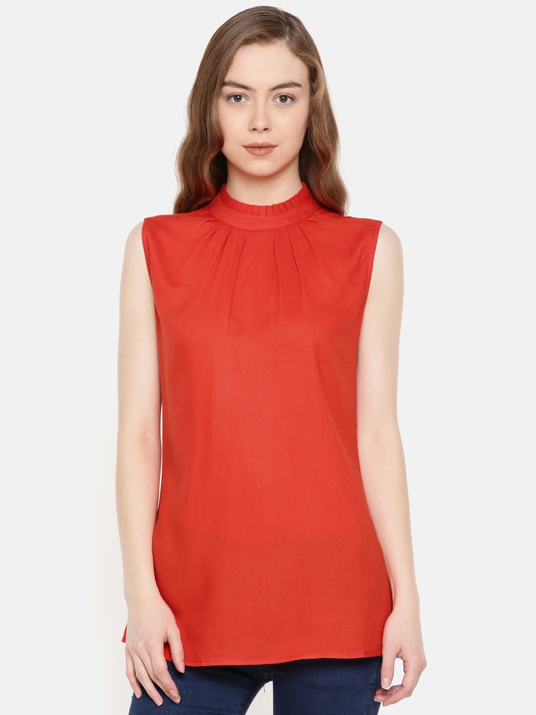 

IDK Women Red Solid Top