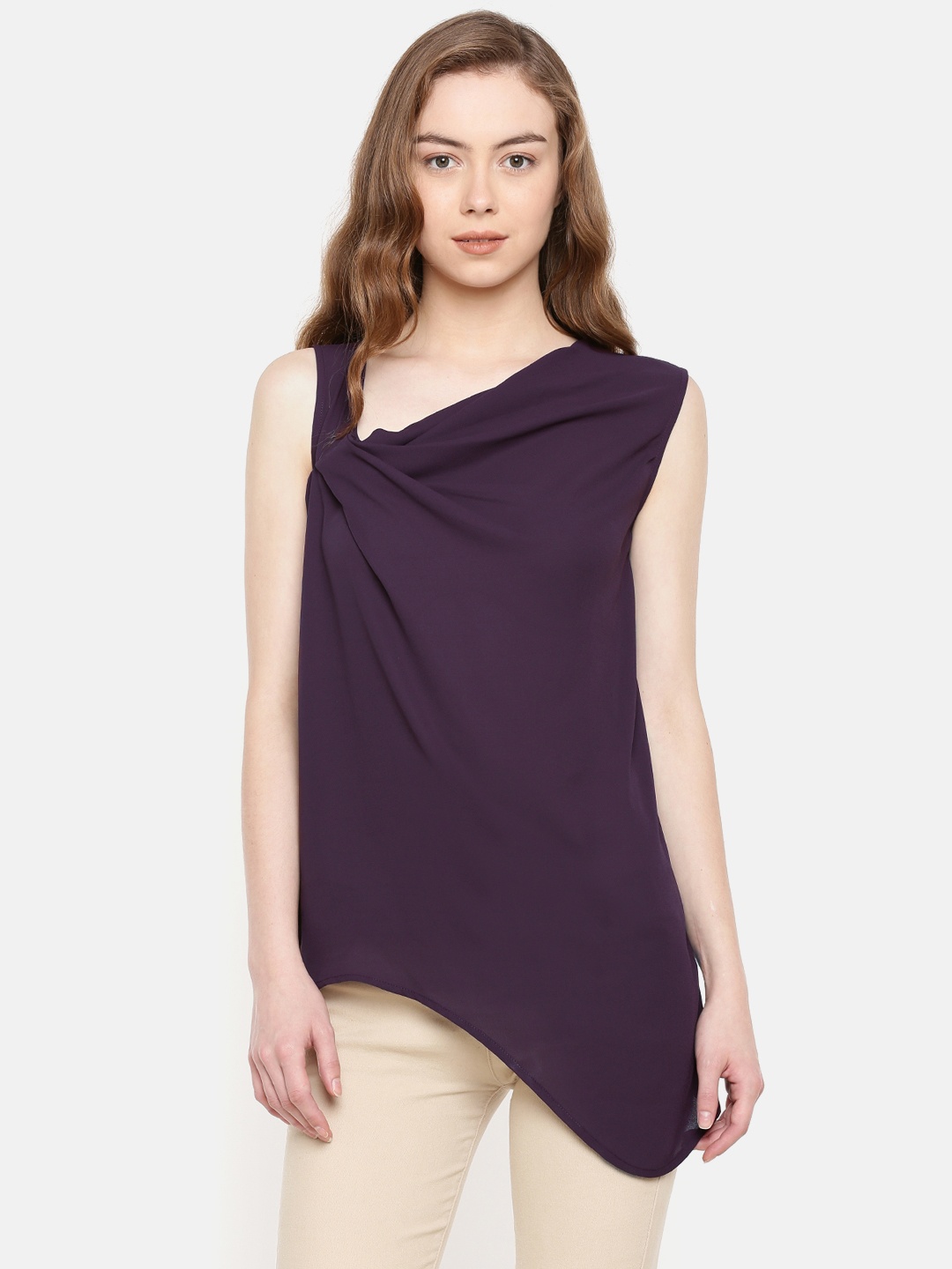 

IDK Women Burgundy Solid Semi Sheer Top