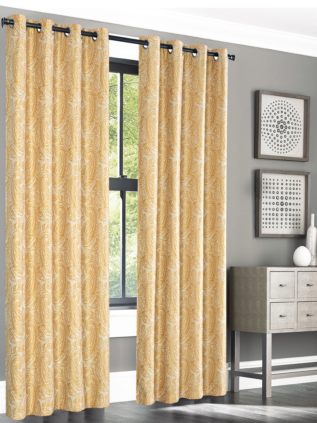 

Deco Window Beige & Brown Set of 2 Door Curtains