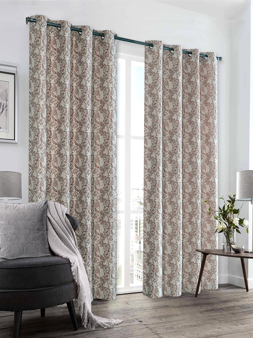 

Deco Window Brown & Beige Set of 2 Black Out Door Curtains