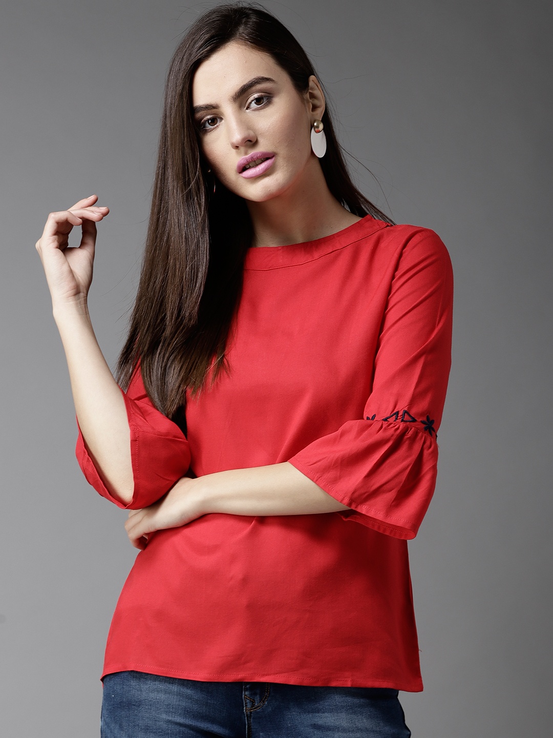 

HERE&NOW Women Red Solid Top