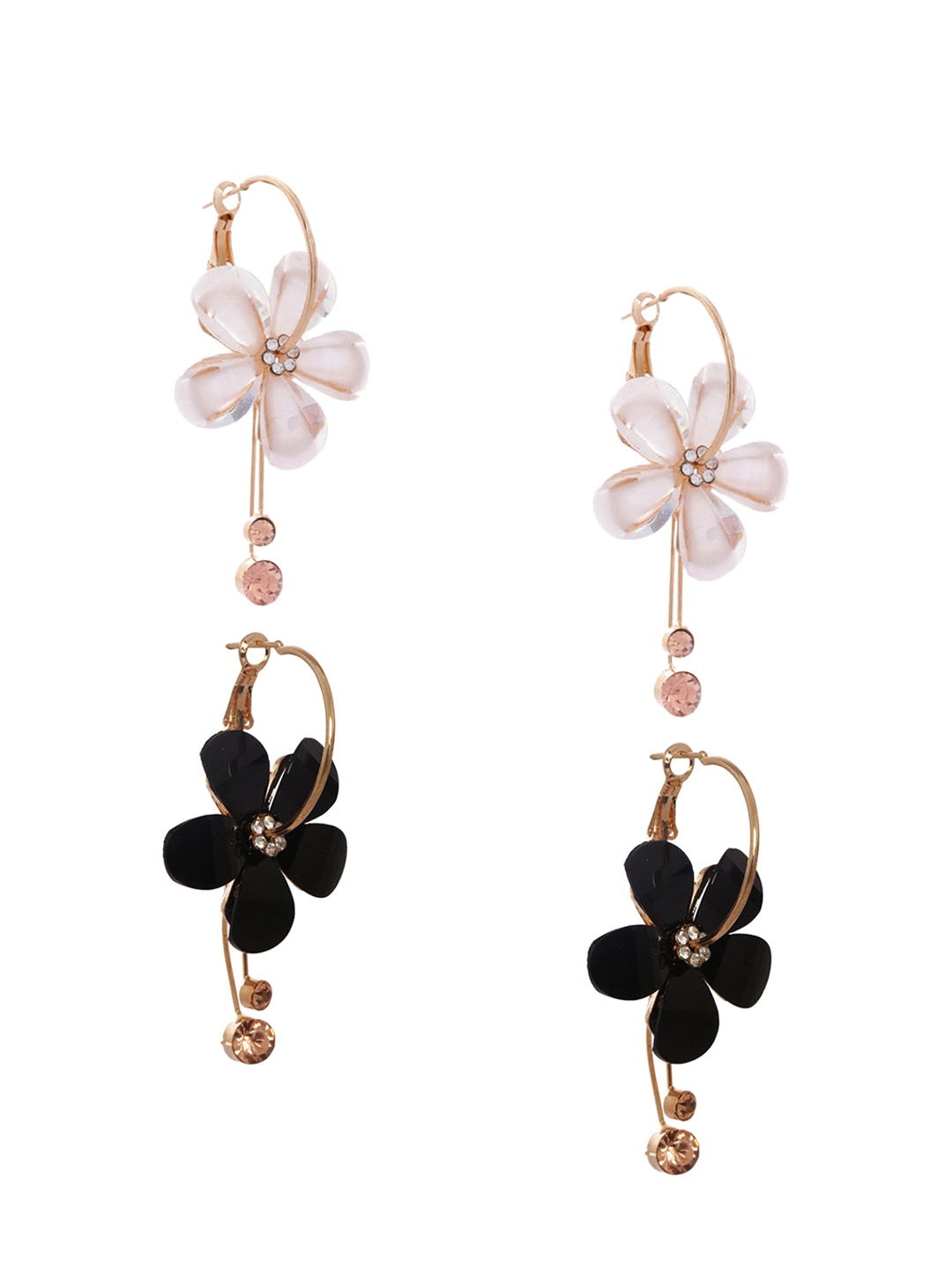 

Crunchy Fashion Pack of 2 Floral Drop Earrings, Gold