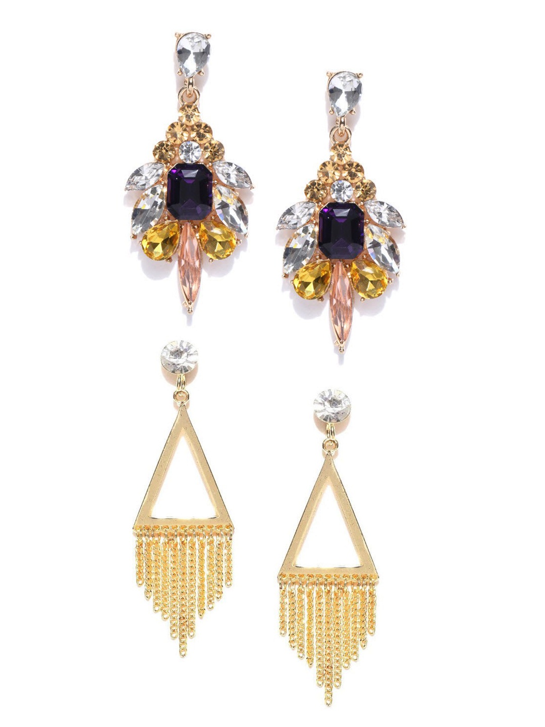 

Crunchy Fashion Pack of 2 Drop Earrings, Gold