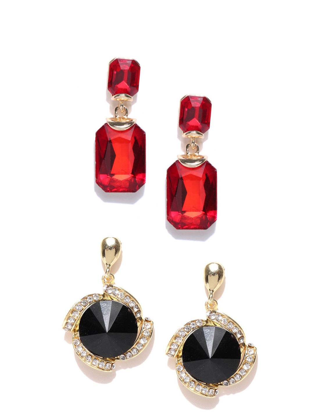 

Crunchy Fashion Red & Black Circular Drop Earrings