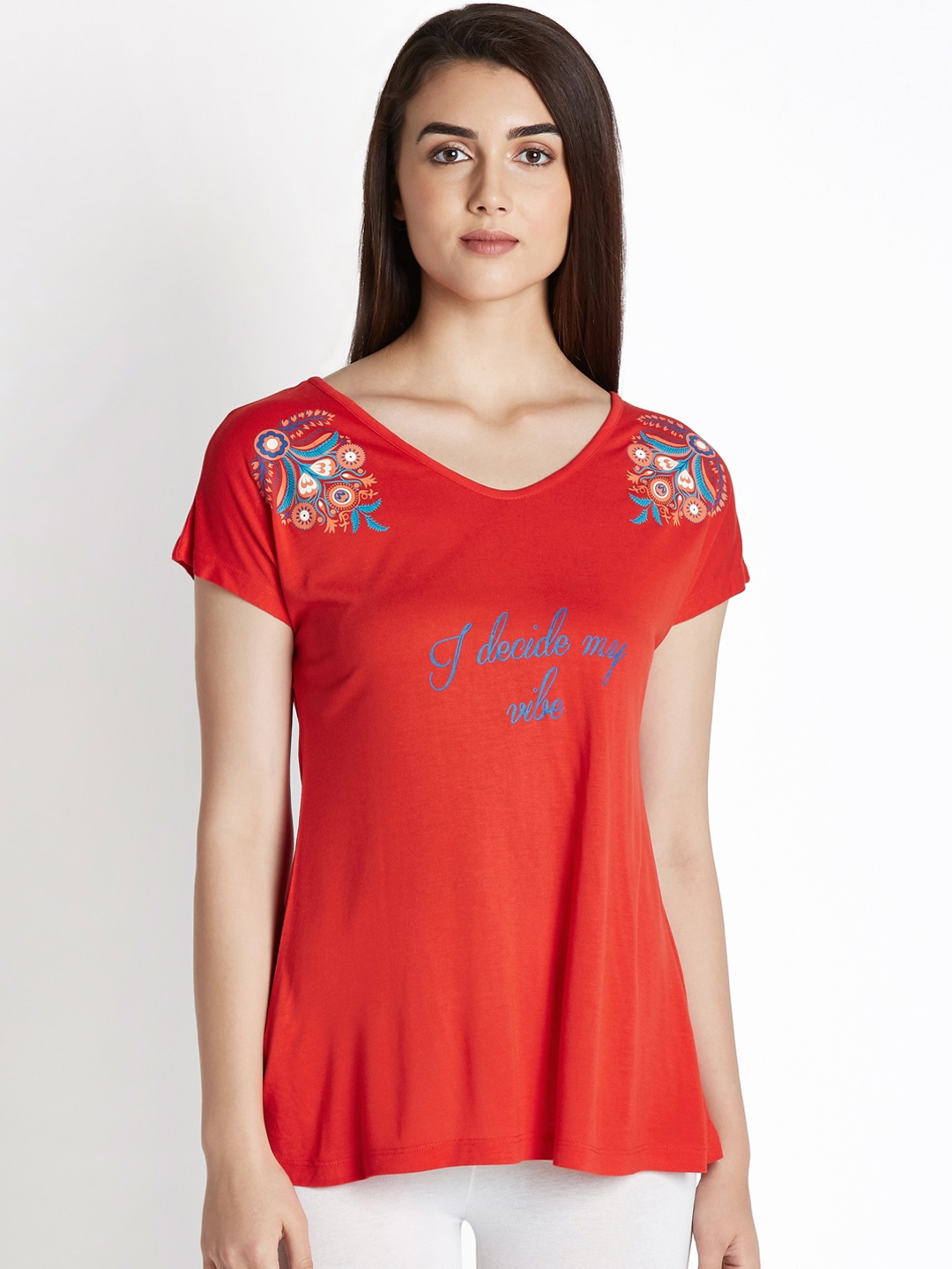 

Ajile by Pantaloons Women Red Printed Top