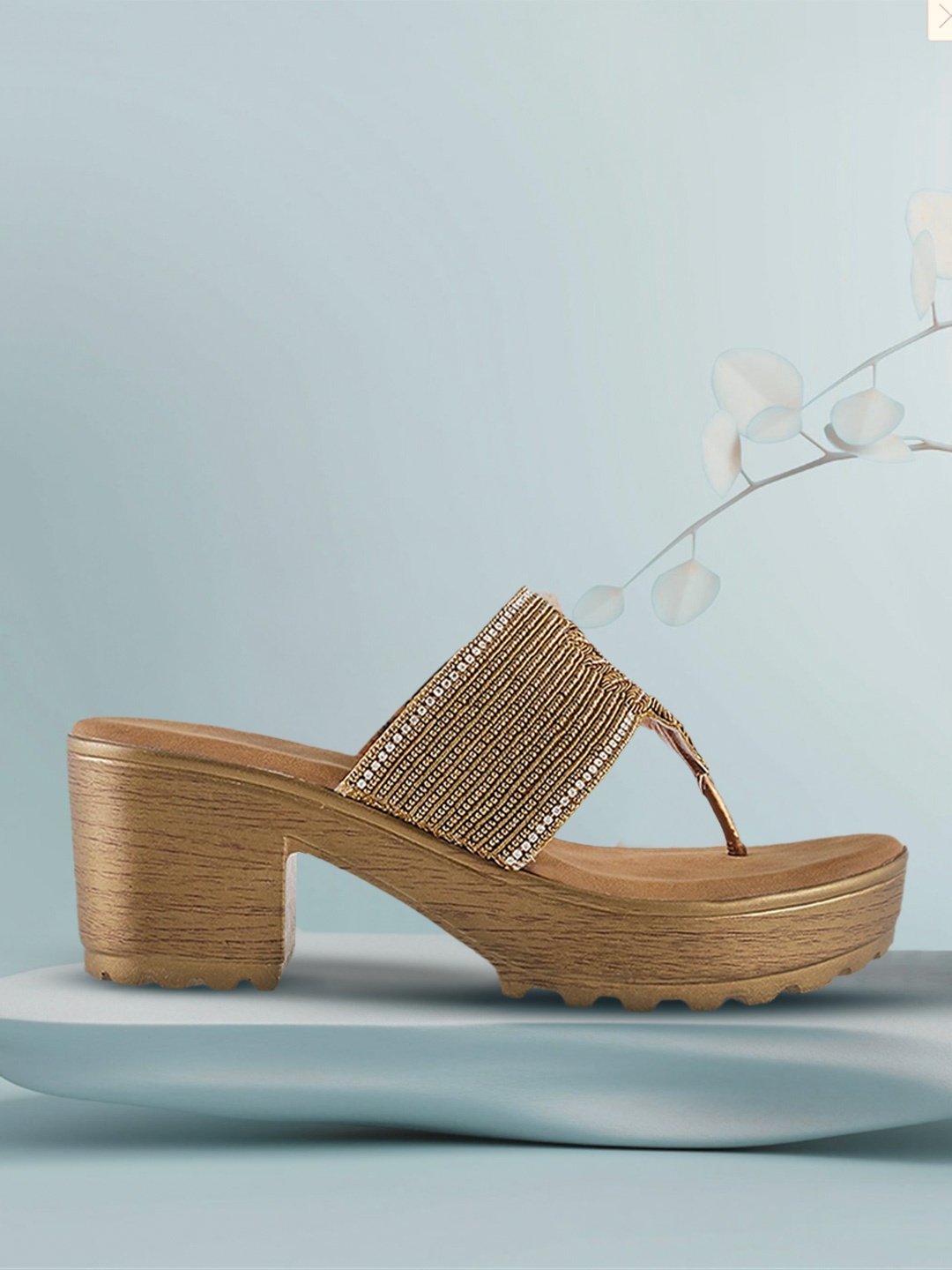 

Metro Women Gold-Toned Solid Sandals