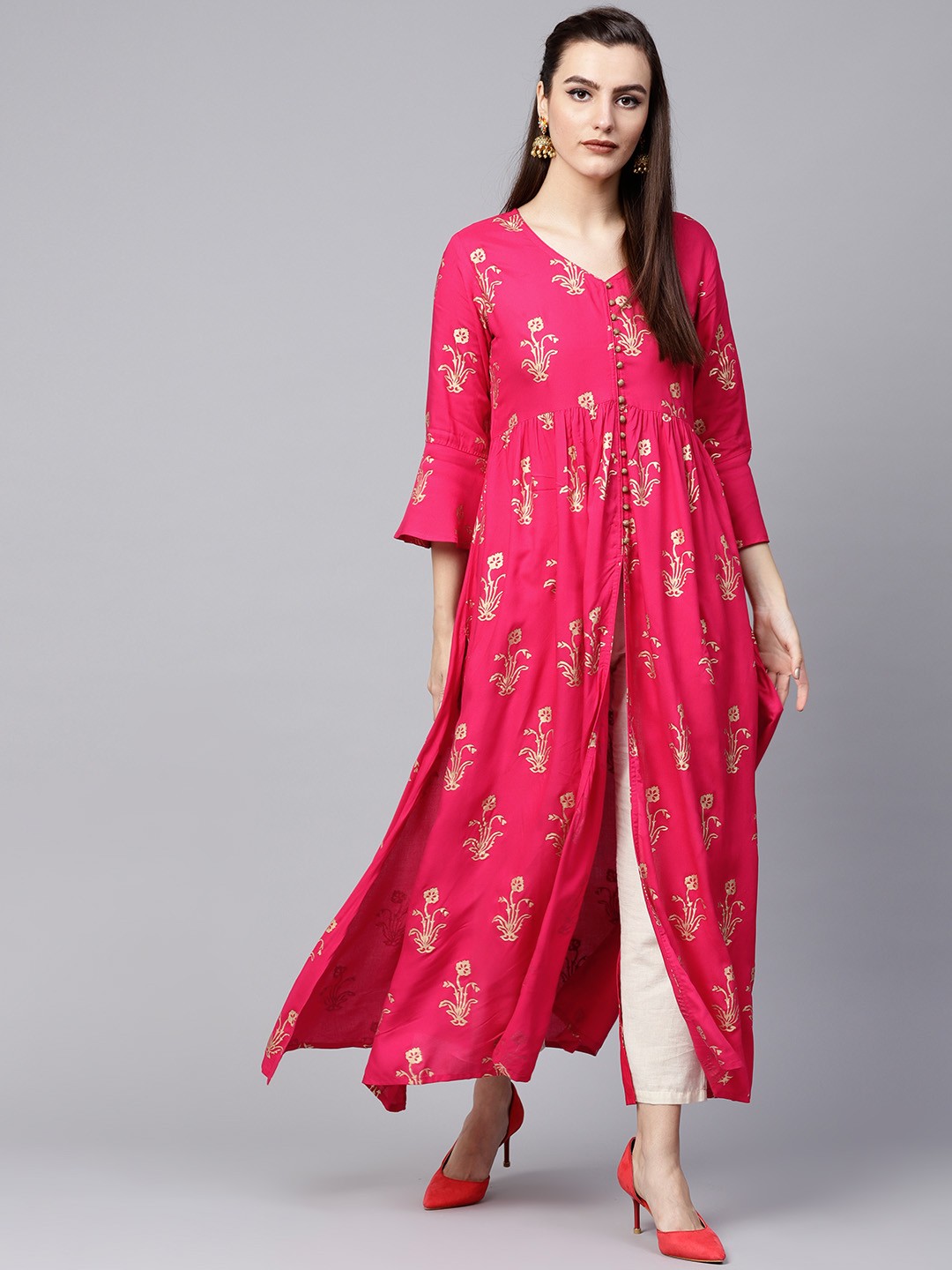

Varanga Women Magenta Printed A-Line Kurta