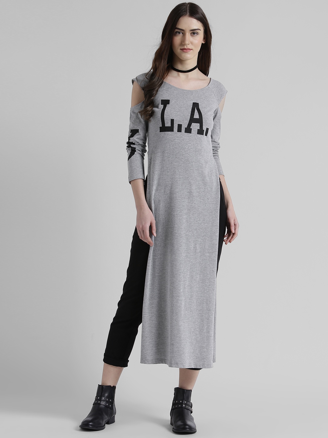 

Texco Women Grey Printed Maxi Top