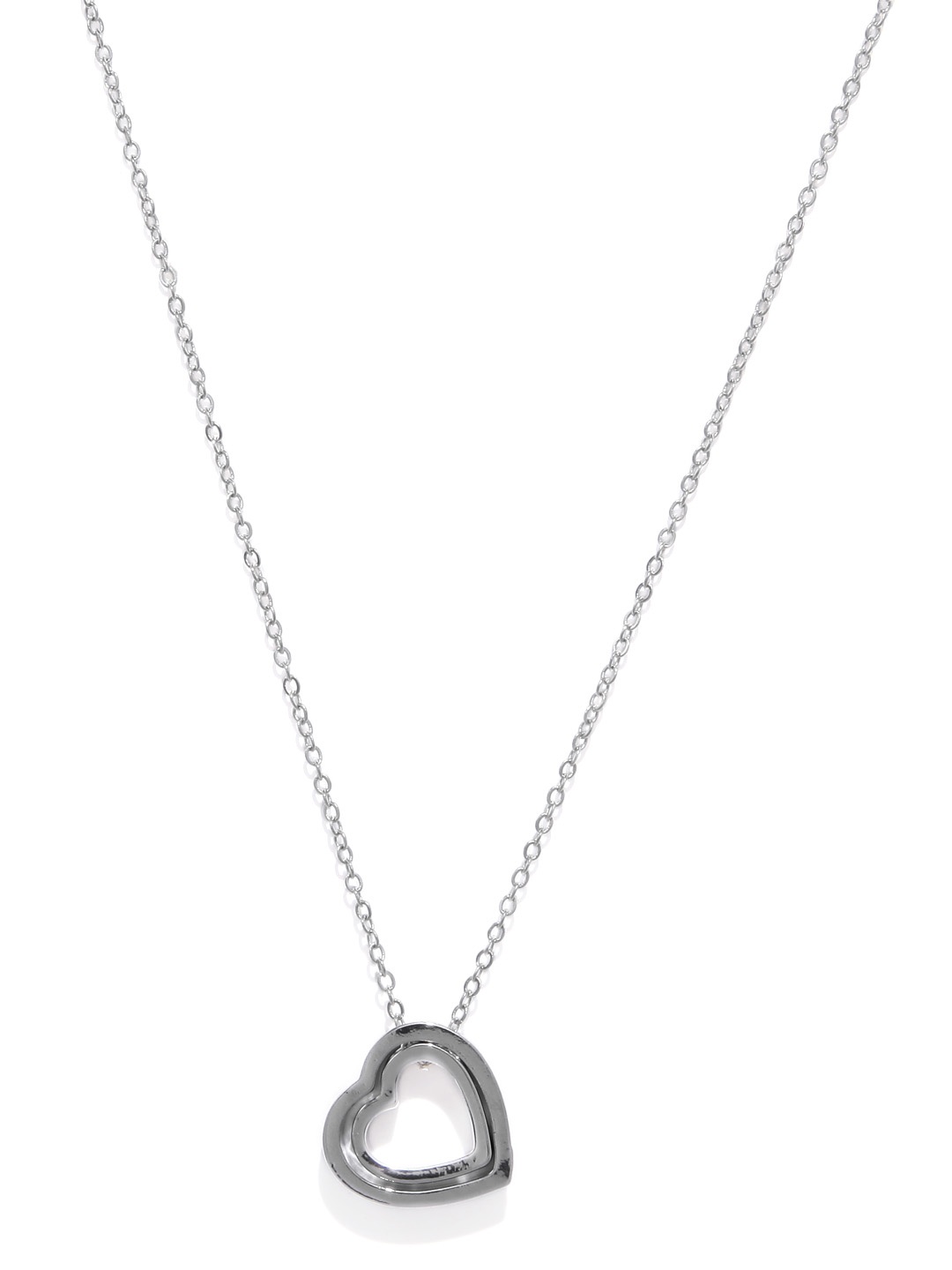 

Peora Silver-Toned Heart-Shaped Pendant with Chain