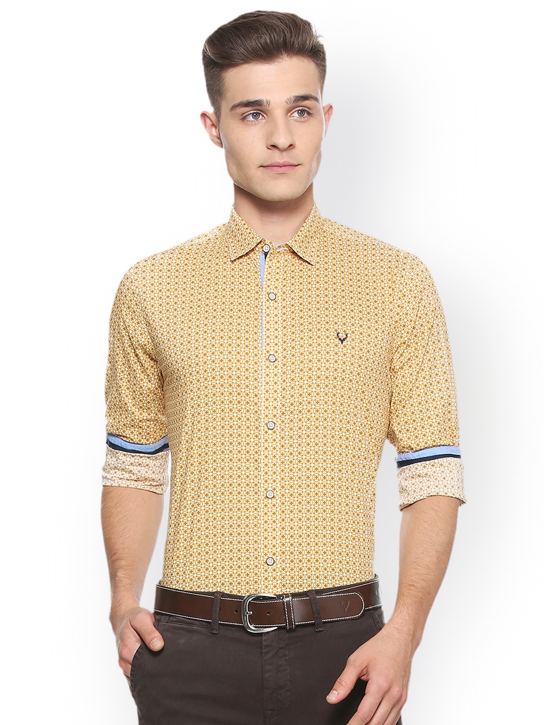 

Allen Solly Men Mustard Yellow Slim Fit Printed Casual Shirt