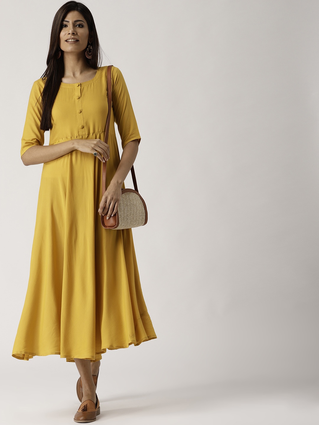 

Libas Women Mustard Yellow Solid Maxi Dress