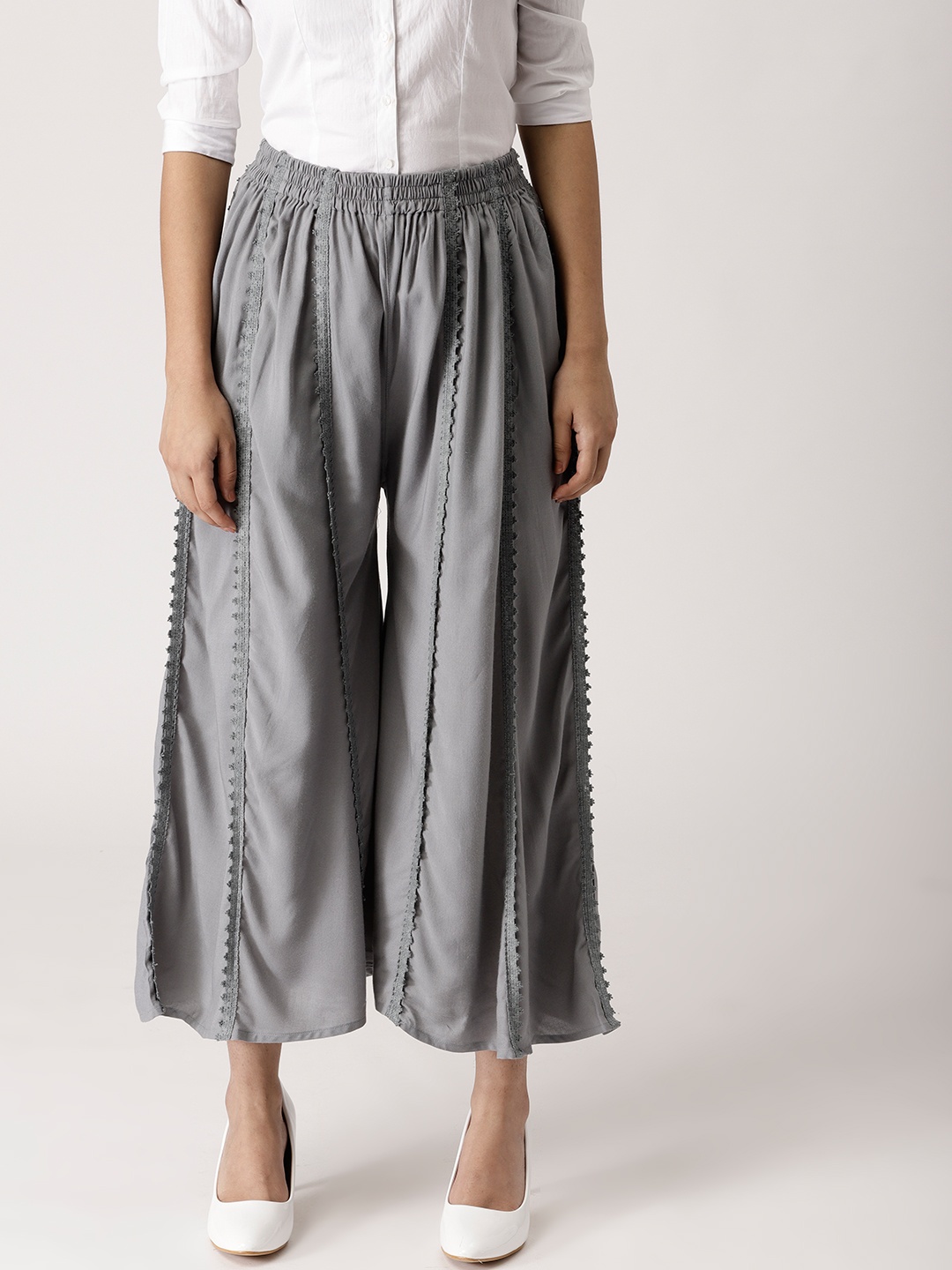 

Libas Women Grey Wide Leg Solid Palazzos