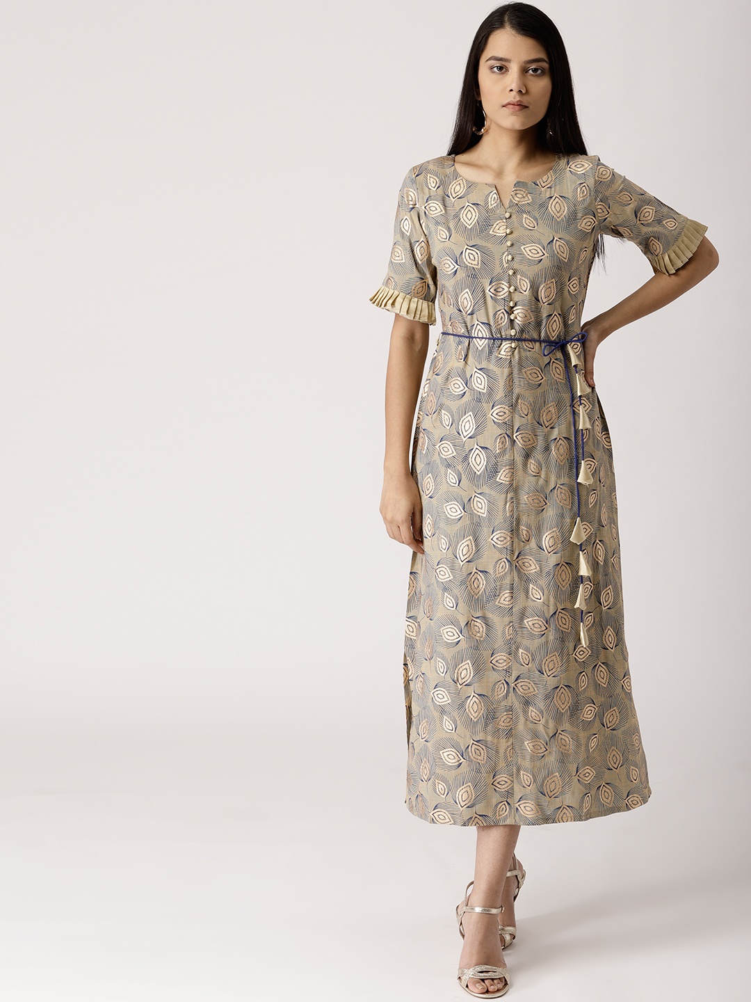 

Libas Women Beige & Blue Printed Maxi Dress