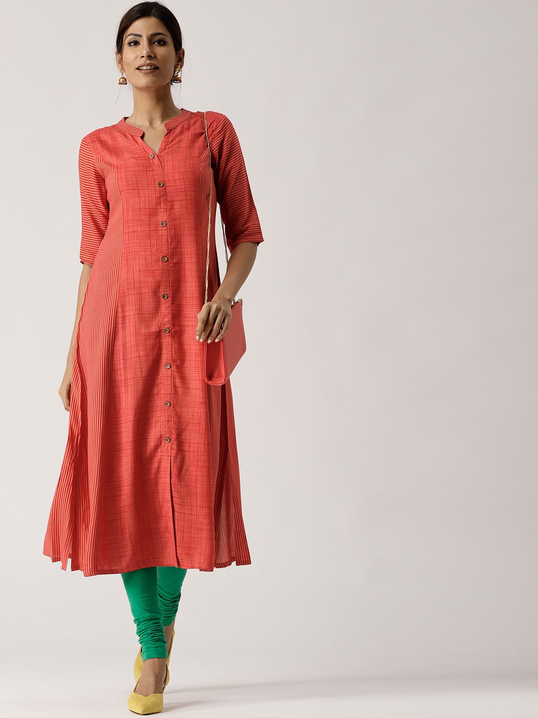 

Libas Women Red Striped A-Line Kurta