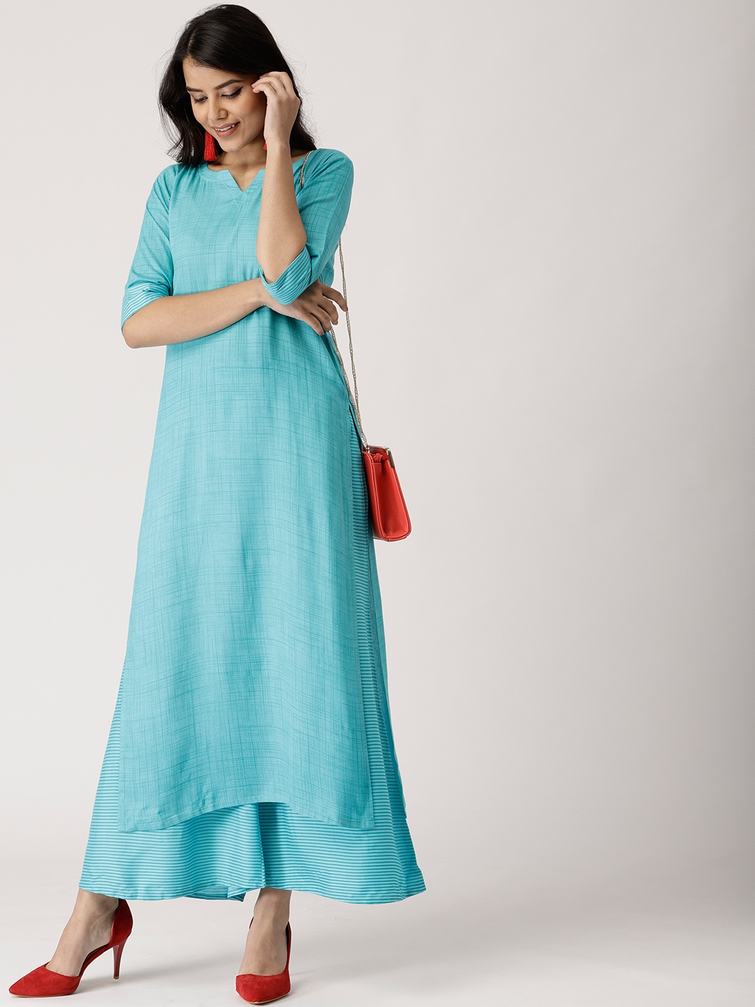 

Libas Women Blue Printed Kurta with Palazzos
