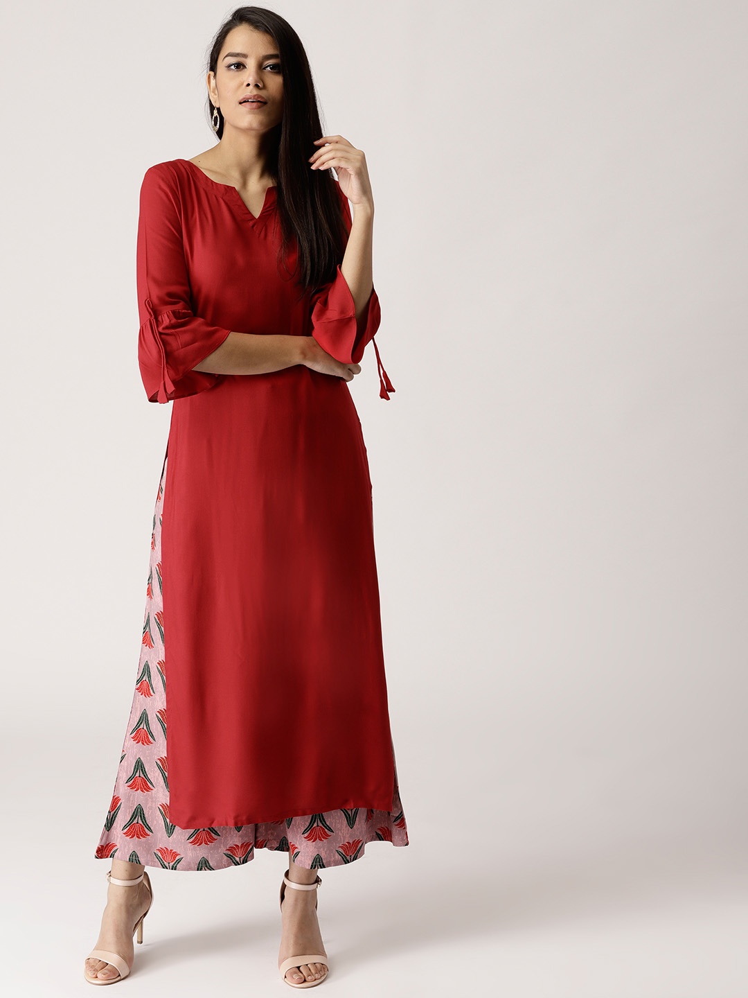 

Libas Women Red & Mauve Solid Kurta with Palazzos