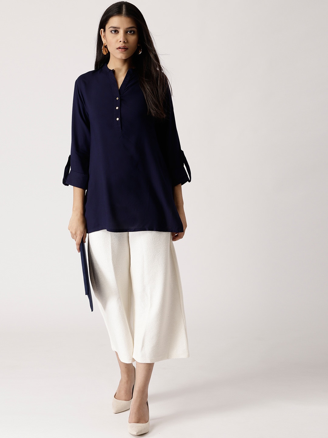 

Libas Navy Blue Solid Kurti