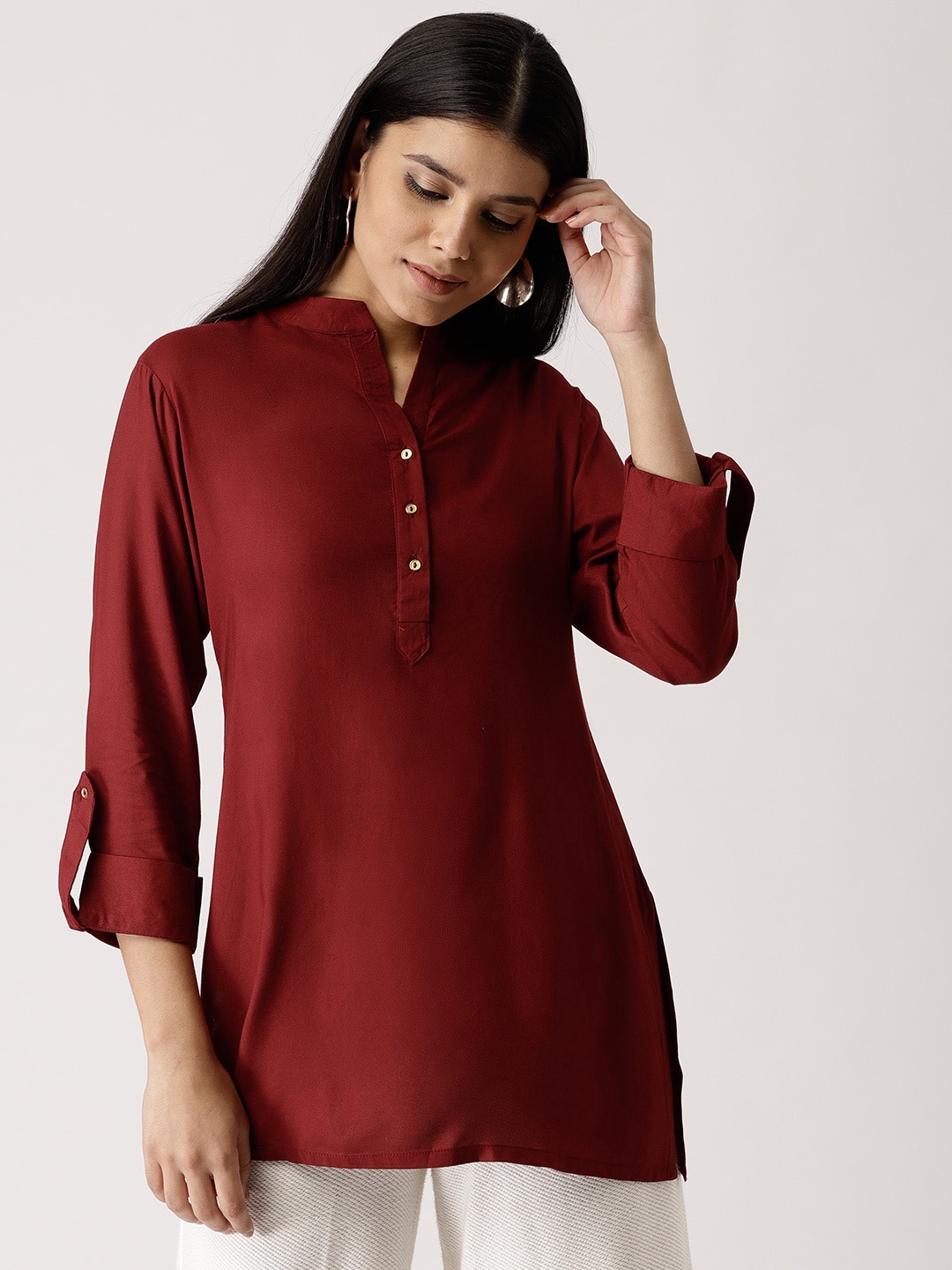 

Libas Maroon Solid Kurti