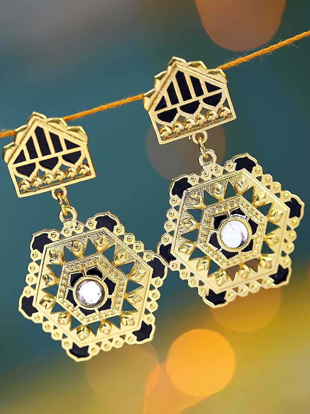 

Voylla Gold-Plated Contemporary Drop Earrings