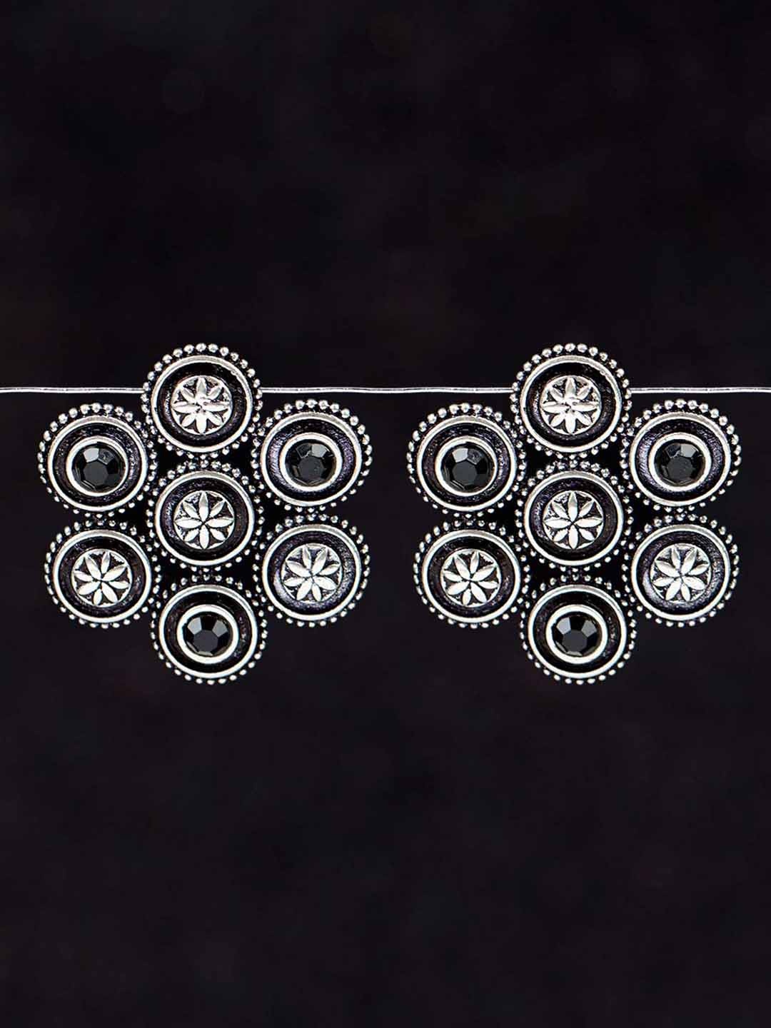 

Voylla Silver-Toned Floral Studs