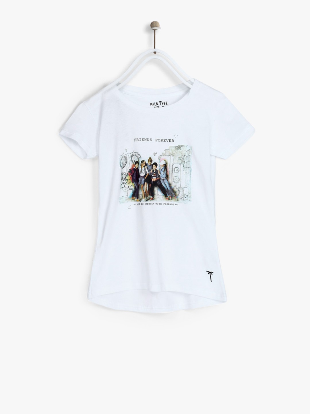 

Palm Tree Girls White Printed High-Low Top