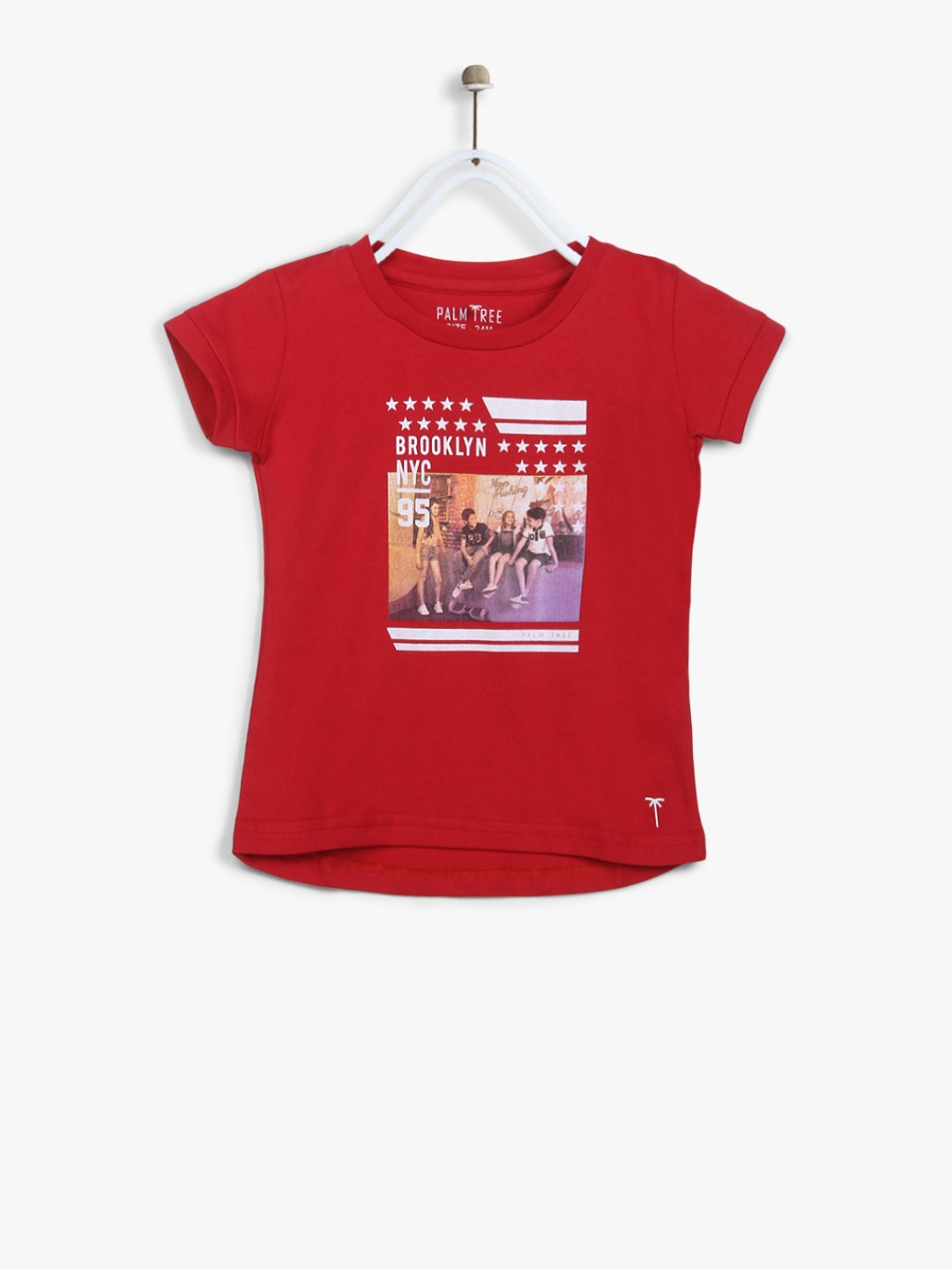 

Palm Tree Girls Maroon Printed Top
