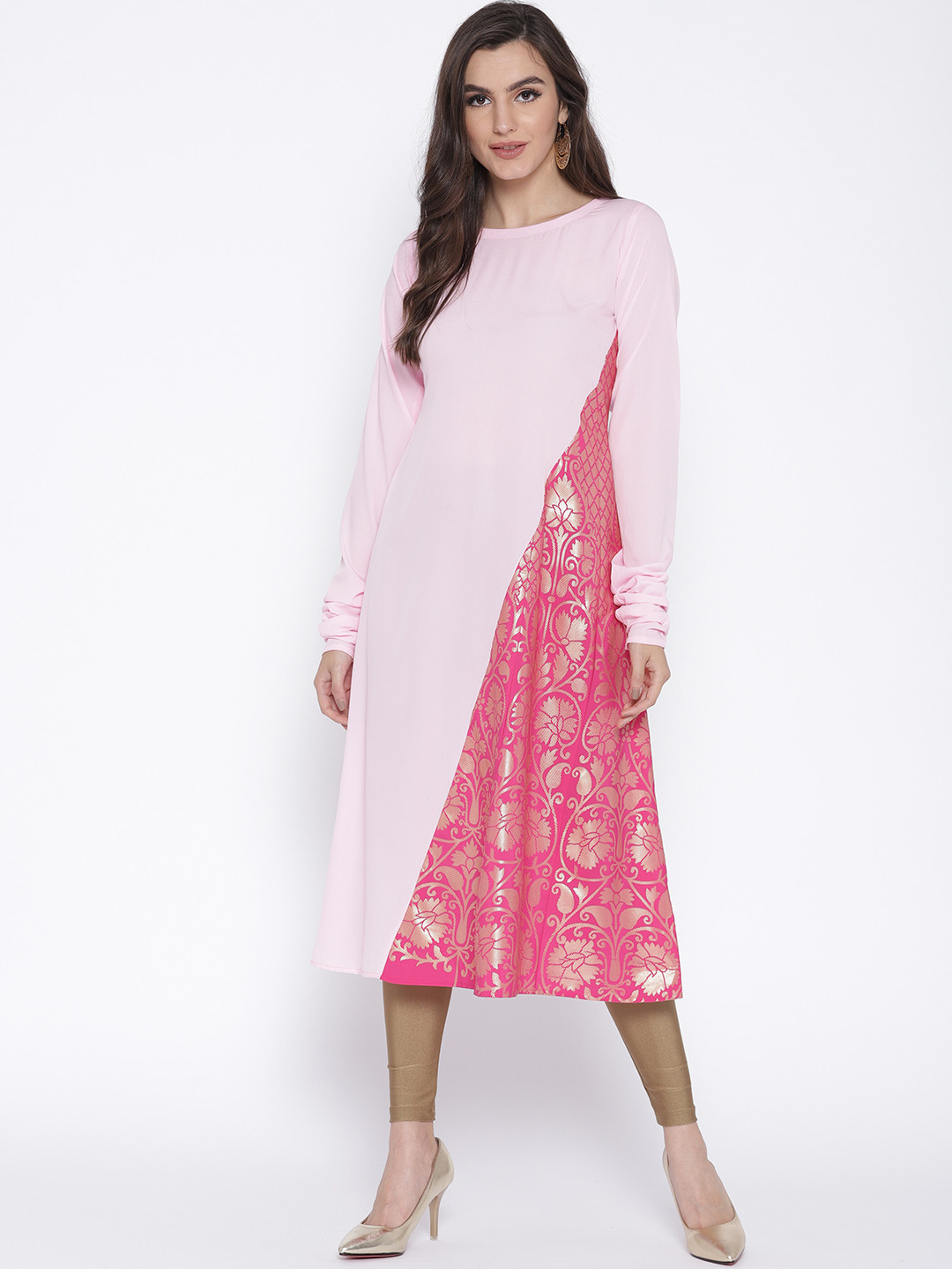

Ahalyaa Women Pink Solid A-Line Kurta