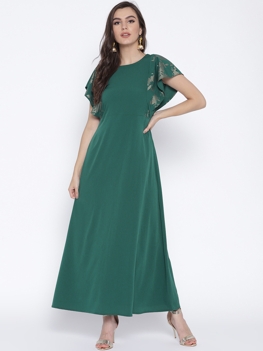 

Ahalyaa Women Green Solid Maxi Dress