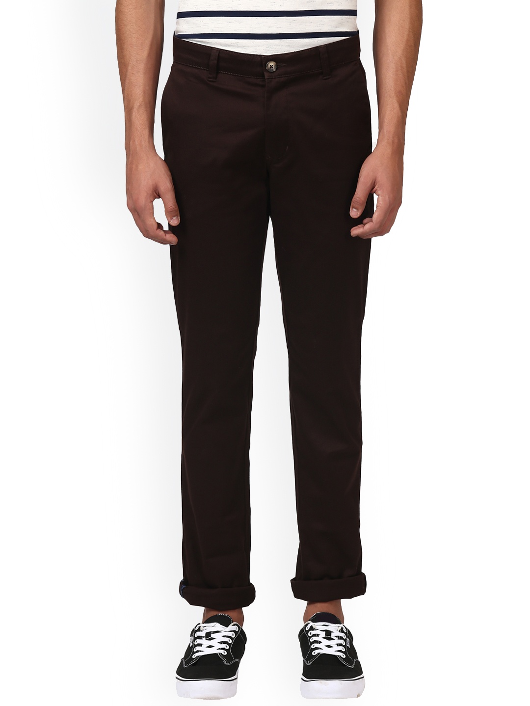 

Parx Men Brown Slim Fit Solid Regular Trousers