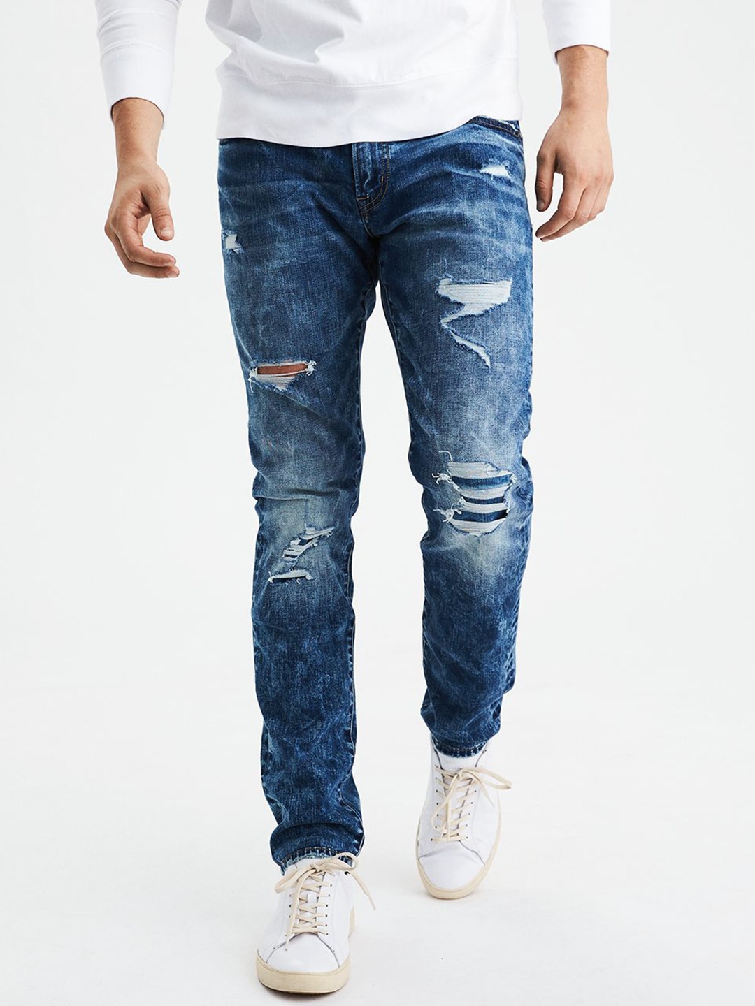 

AMERICAN EAGLE OUTFITTERS Men Blue Slim Fit Mid-Rise Mildly Distressed Stretchable Jeans