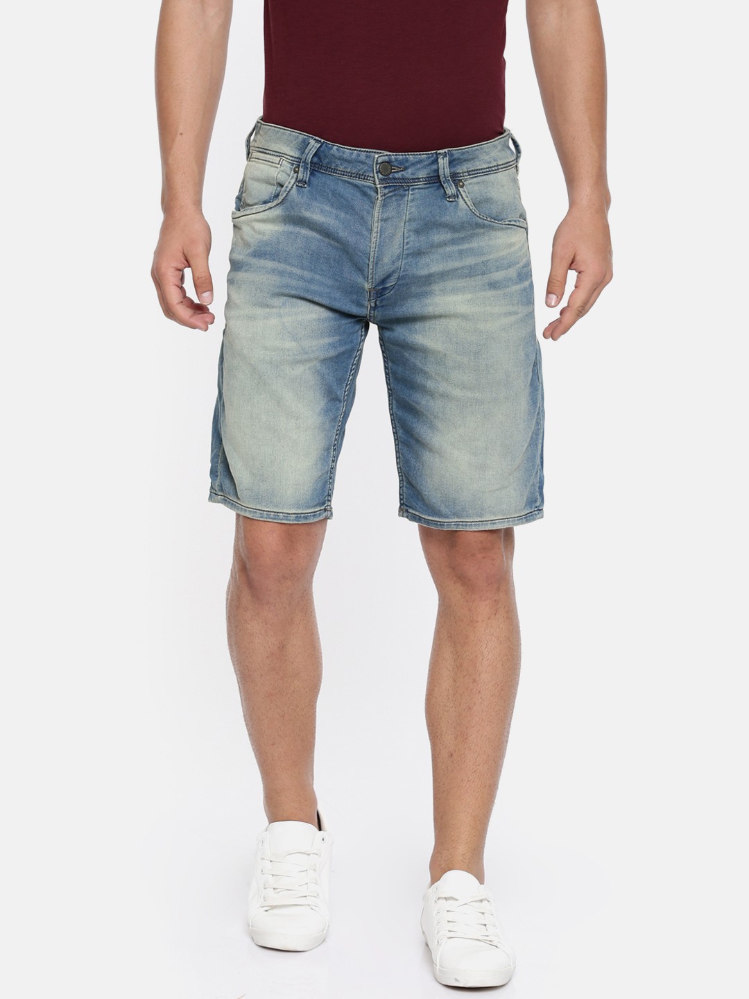 

Jack & Jones Men Blue Washed Regular Fit Denim Shorts